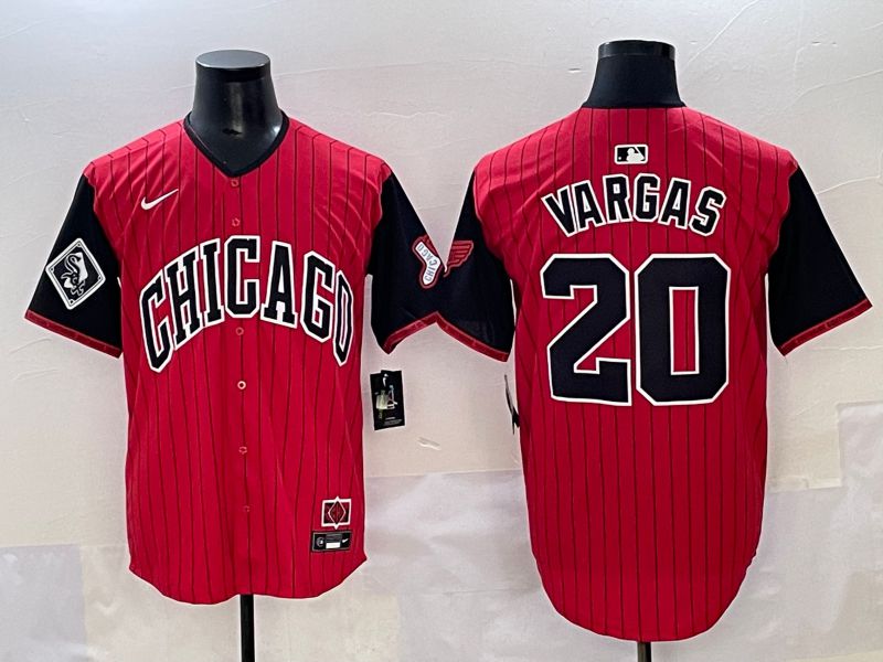 Men 2025 Chicago White Sox 20 Vargas Red Stripe Joint Name Nike MLB Jersey style 7